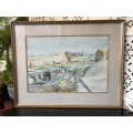 GORGEOUS ORIGINAL WATERCOLOR BY CHRISMAN STANDER - TITLED " BACHELOR'S COVE CLIFTON" 1987