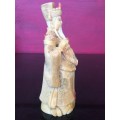 Vintage Hand Carved Chinese Resin Emperor Figurine, Scrimshaw engraved With Markings on Base