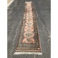 STUNNING NICELY WORN SIGNED PURE WOOL HAND KNOTTED BOKHARA PERSIAN RUNNER 780 X 5200mm