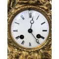c1855 - JAPY FRERE FIRE GILDED BRONZE FRENCH FIGURAL MANTLE CLOCK - WORKING 100% WITH THE KEY