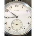 LOVELY VINTAGE MECHANICAL WIND UP CYMA POCKET WATCH IN FULL WORKING ORDER - 1960's