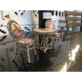 Wow!! Rare Genuine Silver & French Fragonard Limoges Porcelain Miniature table and Chairs - 77.11g