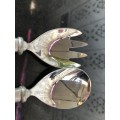 WOW !!! VINTAGE CARROL BOYES PEWTER SALAD SERVERS - SPOTTED WAVE PATTERN - CLEARLY MARKED