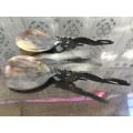 Vintage Carved & Polished Water Buffalo Horn Spoons With Dragon Handle Oriental