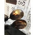 Vintage Carved & Polished Water Buffalo Horn Spoons With Dragon Handle Oriental
