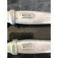 WOW !!! VINTAGE CARROL BOYES PEWTER SALAD SERVERS - SPOTTED ARIES PATTERN - CLEARLY MARKED