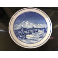 Vintage Blue & White Village Snow Scene, Collectors Plate By Hutschenreuther, Germany.