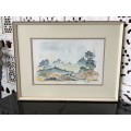 BEAUTIFUL DETAILED WATERCOLOR PAINTING BY SALLY JONES OF A GORGEOUS LANDSCAPE - DATED 1982