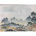 BEAUTIFUL DETAILED WATERCOLOR PAINTING BY SALLY JONES OF A GORGEOUS LANDSCAPE - DATED 1982