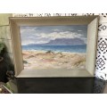 WOW !! FANTASTIC FRAMED OIL ON PLYWOOD PANEL LANDSCAPE PAINTING BY B.H. SMITH - LARGE VINTAGE FRAME