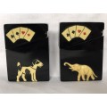 WOW !!! AMAZING PAIR OF ART DECO BAKELITE PLAYING CARD HOLDERS - BOTH IN EXCELLENT CONDITION
