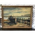 INVESTMENT ART !!! FAMOUS SA ARTIST MAURO CHIARLA (1949) FRAMED OIL ON CANVAS BOARD - "DRY DOCK"