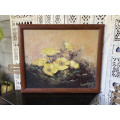 INVESTMENT ART !!! LYNETTE HAMMAN (SA 1941-2011) LARGE FRAMED OIL ON BOARD STILL LIFE OF FLOWERS