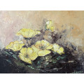 INVESTMENT ART !!! LYNETTE HAMMAN (SA 1941-2011) LARGE FRAMED OIL ON BOARD STILL LIFE OF FLOWERS