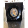 WOW !! MINIATURE SIGNED VICTORIAN PAINTING ON CELLULOID - TITLED ON THE BACK - LATE c1700`s