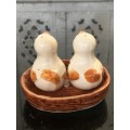 Unique Vintage Raised Relief Porcelain  Salt and Pepper Birds in Nest