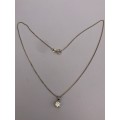 STUNNING ITALIAN STERLING SILVER CHAIN WITH A SILVER CZ PENDANT - TOTAL WEIGHT - 2.05g