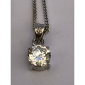 STUNNING ITALIAN STERLING SILVER CHAIN WITH A SILVER CZ PENDANT - TOTAL WEIGHT - 2.05g