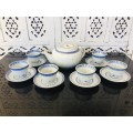 Lot of 14 pc Vintage Marked Chinese Rice Grain Pattern Blue Dragon Hand Painted Tea Set for 6