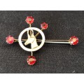 RARE 9ct YELLOW GOLD AND RUBY SOUTHERN CROSS CONSTELLATION BROOCH / PENDANT - POSSIBLY SADF PASTOR