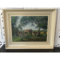 INVESTMENT ART !!! AMAZING FRAMED OIL ON BOARD PAINTING , NO SIGNATURE BUT POSSIBLY LATE 1800`s