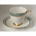 c1950s Royal Albert Bone China `LUCERNE` Cup and Saucer Smooth Shape with Thick Gold Gilt Vine.