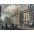 WILLIAM WATTS (1752 - 1851) RARE !!! BEAUTIFUL COLOUR ENGRAVING OF EAST INDIA HOUSE AND DATED 1800