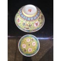 2Pc Chinese c1970s marked,Hand Made and Yellow Base Enamel Painted Porcelain Tableware