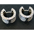 WOW !!! STUNNING PAIR OF BVLGARI STERLING SILVER EARRINGS WITH BUQUETTE CUBIC ZIRCONIA - 10.15g