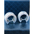 WOW !!! STUNNING PAIR OF BVLGARI STERLING SILVER EARRINGS WITH BUQUETTE CUBIC ZIRCONIA - 10.15g