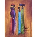Wow !!! Ndabuko Ntuli (SA KZN 1975 - )- Classic signed box framed acrylic on stretched canvas