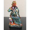 Vintage Signed Chinese Shiwan male figurine hand sculpted and decorated.