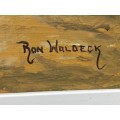 INVESTMENT ART !! RON WALDECK (1946-) FAMOUS RHODESIAN ARTIST STUNNING FRAMED OIL ON BOARD LANDSCAPE