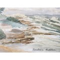 GERALDINE GULSTON (SA 20th CENTURY) FRAMED WATERCOLOUR SEASCAPE PAINTING TITLED `OVONGO`