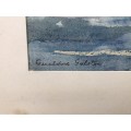 GERALDINE GULSTON (SA 20th CENTURY) UNFRAMED WATERCOLOUR PAINTING `MARSHES AT SEA` 1983