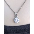 WOW !!! STUNNING STERLING SILVER NECKLACE WITH A CZ PENDANT - 1.90g