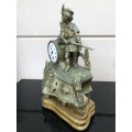 WOW !!! STUNNING ANTIQUE FRENCH MANTLE CLOCK IN FULL WORKING ORDER ON A GILDED WOODEN BASE