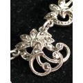 Exquisite highly detailed sterling silver marcasite necklace - 9.8g
