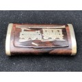 RARE VICTORIAN FRENCH 19th C ROSEWOOD MOTHER OF PEARL SILVER MOUNTED HALLMARKED SNUFF BOX