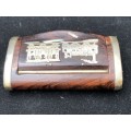 RARE VICTORIAN FRENCH 19th C ROSEWOOD MOTHER OF PEARL SILVER MOUNTED HALLMARKED SNUFF BOX