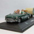 Hongwell MGB convertible with teardrop camper trailer model in case - Scale 1/43