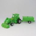 New-Ray M.Farm plastic toy tractor and trailer