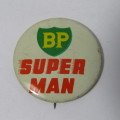 Vintage BP Super Man tinnie badge