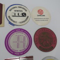 Lot of 11 vintage car license stickers and other related items