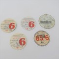 Lot of 5 vintage car license discs