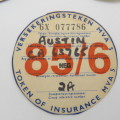 Lot of 5 vintage car license discs