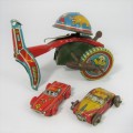 Lot of vintage tinplate toys - some parts missing