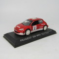 Peugeot 206 WRC die-cast rally model car - scale 1/43 - mirrors and rear spoiler missing
