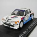 Peugeot 205 T16 Evodie-cast rally model car - scale 1/43 - rear spoiler missing