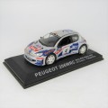 Peugeot 206 WRC die-cast rally model car - scale 1/43 - rear spoiler missing